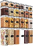 Airtight Food Storage Containers Set with Lids – 24 PCS, BPA Free Kitchen and Pantry Organization, PRAKI Plastic Leak-proof Canisters for Cereal Flour & Sugar – Labels & Marker, Black