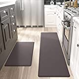 DEXI Kitchen Rugs and Mats Cushioned Anti Fatigue Comfort Mat Non Slip Standing Rug 2 Pieces Set 17″x29″+17″x59″, Brown
