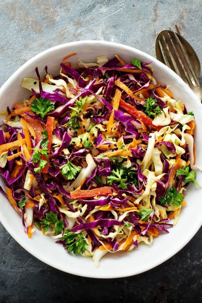 Bowl of Asian Slaw with Sesame Seeds