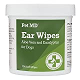 Pet MD – Dog Ear Cleaner Wipes – Otic Cleanser for Dogs to Stop Ear Itching, and Infections with Aloe and Eucalyptus – 100 Count
