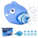 Shark Bubble Machine with 4pcs Bubble Water, Automatic Bubble Blower for Kids Toddlers Ages 3+ Boys Girls, Bubble Maker Toys Bubble Machine Gun Summer Gift for Birthday Party Camping Outdoor (Blue)