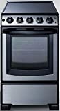 Summit Appliance REX2071SSRT 20″ Wide Slide-In Look Smooth-Top Electric Range in Stainless Steel with Oven Window, Adjustable Racks, Hot Surface Indicator, Indicator Lights, Upfront Controls
