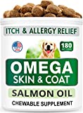 BARK&SPARK Omega 3 for Dogs – 180 Fish Oil Treats for Dog Shedding, Skin Allergy, Itch Relief, Hot Spots Treatment – Joint Health – Skin and Coat Supplement – EPA & DHA Fatty Acids – Salmon Oil