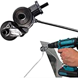 2022 New Electric Drill Plate Cutter Attachment Drill Attachment Metal Cutter Sheet Metal Cutter Drill Attachment Double Headed Sheet Metal Nibbler Cutter for Cutting Metal Plates Hard Materials