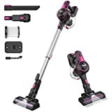 INSE Cordless Vacuum Cleaner, 6-in-1 Rechargeable Stick Vacuum with 2200 m-A-h Battery, Powerful Lightweight Vacuum Cleaner, Up to 45 Mins Runtime, for Home Hard Floor Carpet Pet Hair- N5S Rose
