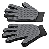 [Upgrade Version] Pet Grooming Glove – Gentle Deshedding Brush Glove – Efficient Pet Hair Remover Mitt – Enhanced Five Finger Design – Perfect for Dog & Cat with Long & Short Fur – 1 Pair (Gray)