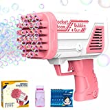 Bubble Gun, Bubble Machine for Kids, 32 Hole Rocket Boom Bubble Guns for Toddlers, Bubble Blower with Colorful Lights Birthday Party Favors Gift, Bubble Blaster Summer Outdoor Activity Children’s Toys