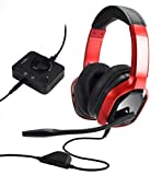 Amazon Basics Gaming Headset for PC and Consoles (Xbox, PS4) with Desktop Mixer – Red