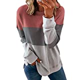 Womens 2022 Fall Fashion Tops Dressy Casual Crewneck Sweatshirt Trendy Color Block Long Sleeve Loose Pullover Shirts