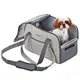 Lesure Small Dog Carrier Airline Approved, Soft Sided Pet Carrier for Small Dogs and Medium Cats up to 15 Lbs, Collapsible Puppy Carrier Dog Travel Bag, Grey