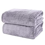 MOONQUEEN 2 Pack Premium Bath Towel Set – Quick Drying – Microfiber Coral Velvet Highly Absorbent Towels – Multipurpose Use as Bath Fitness, Bathroom, Shower, Sports, Yoga Towel (Grey)