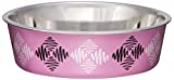 Loving Pets Bella Bowl Designer & Expressions Dog Bowl, Medium, Argyle, Pink