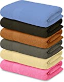 QUBA LINEN Bamboo Cotton Bath Towels-27x54inch – 6 Pack Shower Towels – Light Weight, Ultra Absorbent Towels for Bathroom (Multi Color, 6 Pack Bath Towels)