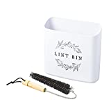 Magnetic Lint Bin – Laundry Room Decor Accessories, Waste Holder with Cleaning Wire Brush – Magnetic Strip Attachment on Washer & Dryer – Farmhouse Laundry Room Trash Can Organization and Storage Bin