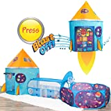 Kidcove Kids Play Tent with Tunnel and Blast Off Button, Kids Ball Pits for Toddlers 1-3, Toddler Ball Pit Tent and Kids Tunnel for Toddlers 1-3, Baby Tunnel Crawl Indoor Ballpit and Rocket Ship Tent