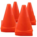 Mirepty 7 Inch Plastic Traffic Cones Sport Training Agility Marker Cone for Soccer, Skating, Football, Basketball, Indoor and Outdoor Games (Orange, 24 Pack)