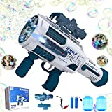 VERSDITAS Automatic Gatlin Bubble Gun，Rocket Launcher Bubble Machine Gun，Thousands of Bubbles Per Minute, Suitable for Kids, Adults, Suitable for Indoor and Outdoor Birthday Parties