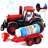 Bump & Go Bubble Blowing Farm Tractor Truck with Lights, Sounds ,and Action – Bubble Solution Included – Fun Toy and Gift for Kids (Boys & Girls)