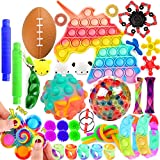 Fidget Toys, 36 Pack Fidget Packs Set with Pop Fidget Spinner, Sensory Relieves Stress Anxiety for Kids Adults, Toy Box & Party Favor Sensory Toys Pack, Tie Dye Push Pop Bubble Toy