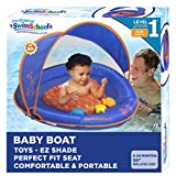 SwimSchool Deluxe Baby Float with Adjustable Canopy – 6-24 Months – Baby Swim Float with Splash & Play Activity Center Safety Seat – Blue/Orange