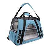 Paws & Pals Airline Approved Pet Carrier – Soft-Sided Carriers for Small Medium Cats and Dogs Air-Plane Travel On-Board Under Seat Carrying Bag with Fleece Bolster Bed for Kitten Cat Puppy Dog Taxi