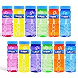 JOYIN 12 Pack Bubble Bottles (4oz Bubbles Solution), Bubbles Party Favors for Kids, Bubbles Wand Bulk, Assorted Colors Large Bubble Kit, Toddler Summer Outside Toys, Summer Gift for Kids