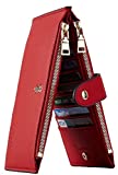 Travelambo Womens Walllet RFID Blocking Bifold Multi Card Case Wallet with Zipper Pocket Genuine Leather (Red Classic)