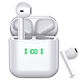 Wireless Earbuds Bluetooth Headphones 60Hrs Playback Clear Call Wireless Charging Case with LED Power Display Built-in Mic Stereo Headset Sweatproof occiam Waterproof Earphones for Workout White