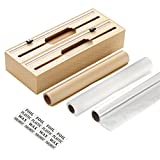 Tutu tiger 2 in 1 Wrap Dispenser with Cutter and Labels, Aluminum Foil, Plastic Wrap, and Wax Paper Dispenser for Kitchen, Bamboo Roll Organizer Holder, Compatible with 12.28″ Roll