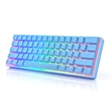 HK GAMING GK61s Mechanical Gaming Keyboard – 61 Keys Multi Color RGB Illuminated LED Backlit Wired Programmable for PC/Mac Gamer (Gateron Mechanical Silent Brown, Blue)