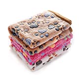 1 Pack 3 Blankets Super Soft Fluffy Premium Fleece Pet Blanket Flannel Throw for Dog Puppy Cat Paw Brown/Pink/White Small(23×16 inch)