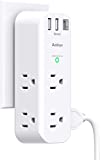Surge Protector – Outlet Extender with Rotating Plug, Multi Plug Outlets with 6 AC 3 USB Ports (1 USB C) , 3-Sided Power Strip with Wall Adapter Charger for Home Travel Office, ETL Listed (1800J)