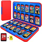 Switch Game Case with 24 Game Holder Compatible with Nintendo Switch&Switch OLED Game Card, CYKOARMOR Compact Switch Cartridge Case Red Blue