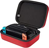 Amazon Basics Hard Shell Travel and Storage Case for Nintendo Switch and Switch OLED – 12 x 4.8 x 9 Inches, Red