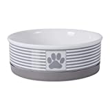 Bone Dry Paw & Patch Ceramic Pet Collection, Medium Bowl, 6×2″, Gray