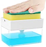 Soap Dispenser – Premium Quality Dish Soap Dispenser for Kitchen – Sponge Holder Sink Dish Washing Soap Dispenser 13 Ounces White