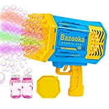 Big Rocket Boom Bubble Blower – 69 Holes Bubbles Rocket Launcher Gun Machine with Colorful Lights for Adults Kids Toddlers 1-3, Giant Foam Maker Guns Toys Wedding Outdoor Party Favors Gift