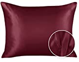 ShopBedding Luxury Satin Pillowcase for Hair – Standard Satin Pillowcase with Zipper, Burgundy (1 per Pack) – Blissford