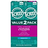 Tom’s of Maine Fluoride-Free Antiplaque & Whitening Natural Toothpaste, Peppermint, 5.5 oz. 2-Pack (Packaging May Vary)