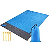 Beach Blanket, 79”×83” Picnic Blankets Waterproof Sandproof Oversize Blanket for 4-8 Adults, Portable Waterproof Soft Fast Drying Nylon, Outdoor Blanket for Travel, Camping, Hiking