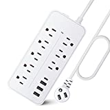 Power Strip Surge Protector with 8 Outlets & 3 USB Ports & 1 USB-C Port (5V/3A), 1700 Joules, Angled Flat Plug, Spaced Outlets & ETL Listed Power Outlet for Home Office – White