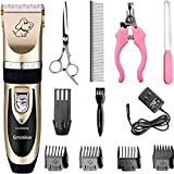 Sminiker Professional Rechargeable Cordless Dogs Cats Horse Grooming Clippers – Professional Pet Hair Clippers with Comb Guides for Dogs Cats Horses and Other House Animals Pet Grooming Kit