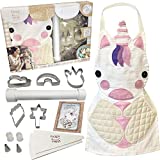Hapinest Unicorn Cookies Baking Set for Kids Girls Real Baking Kit Gifts Ages 4 5 6 7 8 Years Old – Unicorn Apron, Unicorn Theme Cookie Cutters, Piping Bags and Tips, Cookie Dough Roller