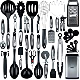 SMIRLY Black Kitchen Utensils Set with Holder: Kitchen Cooking Utensils Set for Nonstick Cookware – Kitchen Essentials, New Apartment Kitchen Set, Home Kitchen Accessories, Kitchen Tools & Spatula Set