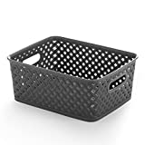 BINO | Plastic Basket, Medium – Grey | THE PLAIT COLLECTION | Multi-Use Plastic Bins | Built-in Handles | Pantry Organization | Home Organization | Bathroom | Storage Bins | Plastic Baskets | Storage
