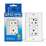 GFCI Outlet Receptacle-20 amp WR Tamper Resistant Electrical White Self Testing Duplex Ground Fault Circuit Interrupter Outlet UL Certified for Kitchen/Bathroom/School/Commercial/Outdoor/Indoor