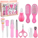 10 Pcs Baby Grooming Baby Healthcare Kit Newborn Baby Care Accessories Baby Health Care Set Baby Nail Clipper Scissors Hair Comb Brush Nose Cleaner Safety for Toddler Infant Nursing Grooming (Pink)