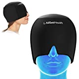 AllSett Health Form Fitting Migraine Relief Ice Head Wrap | Headache and Migraine Hat | Hot and Cold Therapy for Puffy Eyes, Tension, Sinus and Stress Relief