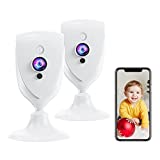 Pet Camera with Phone APP, 1080P Baby Monitor with Camera and Audio,Sound/Motion Detect, Indoor Security Camera with 2 Way Audio,Night Vision,Cloud/SD Storage Nanny Cam, Work with Alexa (2 Pack)