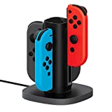 TALK WORKS Joy-Con Charger Dock For Nintendo Switch Gaming Controllers – 4-Remote Docking Charging Station Compatible w/ Switch OLED (Black)